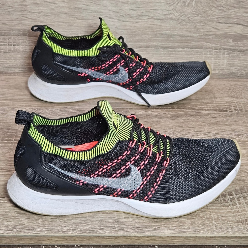 Nike Air Zoom Mariah Flyknit Racer Womens 9.5 Black Volt Hot Punch 918264-016